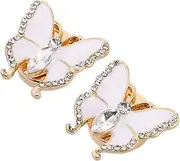 [DEARMAMY] 2pcs Butterfly Shirt Cuff Jewelry Butterfly Rhinestone Button for Shirt Women Shirt Rhinestone Cuff Links Rhinestones White Zinc Alloy