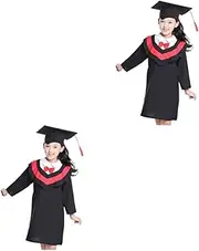 [LIFKOME] 2 Pcs Child's Graduation Gown Hat and Tassel Red 160cm Stylish Academic Design Suitable for School Celebrations