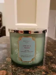 " CEDAR & SUEDE" White Barn Bath Body Works Scented 3- Wisks Candle