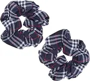Topkids Accessories 2pc Pattern Scrunchies for Girls and Women, Hair bobbles for Women, Hair Scrunchies, Hair Accessories, Elastic Hair Ties, Elastic Hair Bands, Hair Elastics (Navy Tartan)
