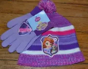 Disney Princess Sofia the First Winter hat & Matching Glove Set Girls OSFM