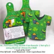 2- St Patrick's Day Bottle Can koozie Pots Of Gold Irish Shamrock Leprechaun Hat