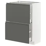 METOD / MAXIMERA base cabinet with 2 drawers, white/Voxtorp dark grey, 60x37x80 cm