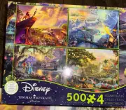 Disney Thomas Kinkade Studio 4 separate 500 Piece Puzzles with posters included