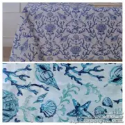 NEW SEA SHELL & CORAL REEF BEACH SEA SHORE THEME TABLECLOTH 60" X 102" OBLONG