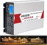 4000 Watts Pure Sine Wave Power Inverter DC to AC Converter, Low Frequency Solar Power Inverter Charger with LED Display & 2 AC Outlets for Home Camping RV(Size:12V to 240V)