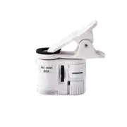 Clip Microscope 60x Led Jewelry Magnifying Glass Focusing Adjusted Pocket Microscope with Cell Phone Clip Uv Light