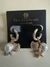 HOUSE OF HARLOW 1960 Hoop Dangle Charm Earrings Glass Pearl Starfish Shell NWT
