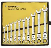 Flex Head Socket Key Ratchet Wrench Set - 10 Piece