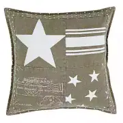 GETTYSBURG BLOCK ACCENT PILLOW COVER 16X16 TAUPE / WHITE STARS DISTRESSED