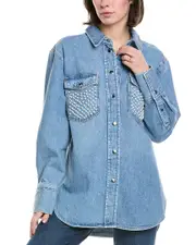 FRAME Oversized Pearl Stud Shirt