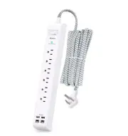 Surge Protector Power Strip 10 ft with 4 USB Ports 2 USB-C 6 AC Outlets, Flat...