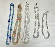 Vtg Necklace Lot Beaded Plastic Lucite Glass Estate Costume Jewelry Mixed