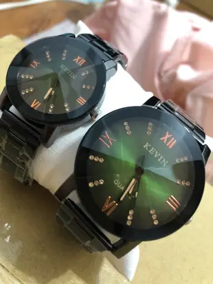 KEVIN 羅馬時刻情人對錶 情侶錶 時刻鑲鑽 男錶 女錶 防水手錶 大+小