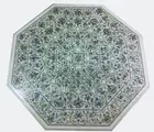 Octagonal Marble Dining Table Top Abaone Shell Inlay Work Patio Table for Hotel