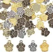 SUNNYCLUE 1 Box 80Pcs 4 Colors Dog Charm Paw Charms Bulk Silver Cute Pet Small Toes Animal Paws Print Charm for jewellery Making Charms Supplies DIY Necklace Bracelet Earrings Keychain Craft Adult