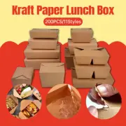 200Pcs Large Cardboard Snack Boxes Kraft Takeaway Disposable Eco Friendly AU