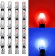 Glass Base Lamp Set of 20, DC 12 V T5 LED Bulbs with Screw Cap Base, LED Speedometer Light, Car Light Bulb, Tacho Lamp, Incandescent Signal Lamp (Ice Blue + Red)