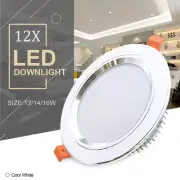 12X LED Downlight With Plug 70mm/90mm/120mm 12W-16W DIM 6000-6500K Indoor Lamp