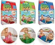 3 x Slime Baff from Zimpli Kids, Red, Green & Blue, Turns water into gooey, colourful slime, Slime Making Kit for Children, Certified Biodegradable Gift