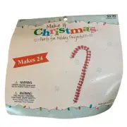 Candy Cane Bead Kit Makes 24 Red and white beads, wire and silver cording.