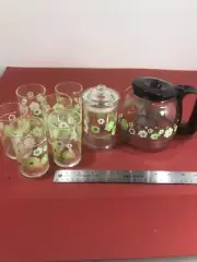 Glass Tea / juice /drink Set , 8 pieces, 1.5 L capacity pot and 6 cups 200 ml