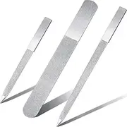 Mudder 3 Pieces Diamond Nail Files Stainless Steel Double Side Metal Nail Buffer Natural Fingernail Emery Boards Manicure Pedicure Tool Shaping and Smoothing for Salon Home Travel Women Men (Silver)