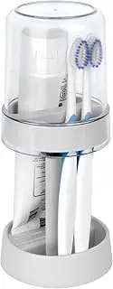 DODAMOUR Height Adjustable Toothbrush Holder for Bathroom, Toothbrush Holder Stand with Tooth Brush Cup, Compatible with Conventional, Electric Toothbrushes, Toothpaste Storage (White)