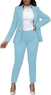 [WUANDIXFA] Blazers for Women Women 2 Pieces Lapel Blazer with Wide Leg Work Pants Casual Business Office Suit Set