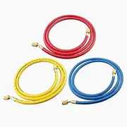 Refrigerant Charging Hose Set, 31 Inch, 1/4 Inch, 3-Pack with Ball Valves