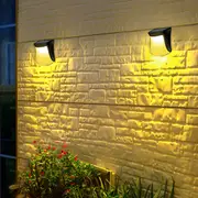 2pcs Solar Deck Lights IP65 Waterproof Solar Wall Lights Decorative Garden Lights -Warm White