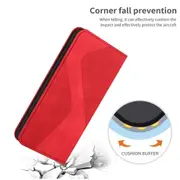 S10 Case PU Leather Flip Cover Magnetic Closure Wallet Card Slots Stand Case - Red