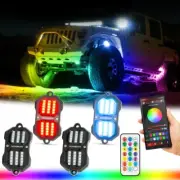 4 Pods RGB LED Rock Light Kit Underglow Lamp for Can-am Polaris RZR ATV UTV 12V