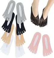 [outret] 5/10 pairs of women's split toe socks, orthopedic compression socks Ultra low cut lining with gel tab breathable ankle socks