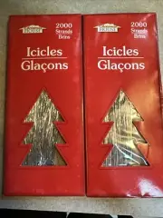 Vintage Icicles Christmas Tree Decorations 4000 Strands Total Silver Tinsel NIP
