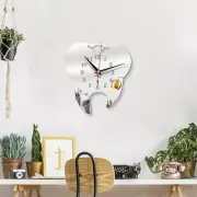 Modern Teeth Mirror Wall Clock Personality Mirror Clock Acrylic Hanging Clock