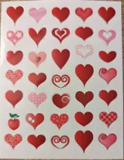 Valentine's Day Stickers Scrap booking Valentines Day red hearts special hearts