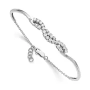 14K White Gold Lab Grown Diamond VS/SI FGH Cluster Bangle Bracelet