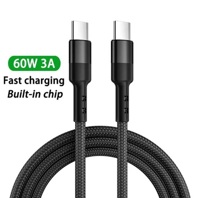 60W USB C to Type C PD Fast Charger Cable For iPhone 15 Samsung