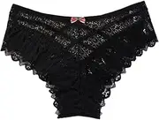 DGHM T-Back Criss Cross Panties Womens Sexy Knickers Lace Panties Shorts Soft Stretchy Knickers for Ladies Breathable Hipster Underwear Stretch Seamless Bikini Ultra Thin Briefs with Bow