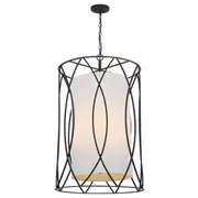 Dover 56 Lantern Pendant Lights Black Modern Fabric Shade Ceiling Telbix Lighting