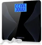 Scale for Body Weight 560lbs MPBEKING High Capacity Bathroom Scales Extra Large Platform Accurate Weighing Scale LCD Backlit Display with Tape Measure & 4 AAA Batteries (Black)