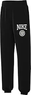 [Nike] Sportswear Club Fleece Loose Trousers for Older Children (Girls), Black/White, HJ3374-010, S