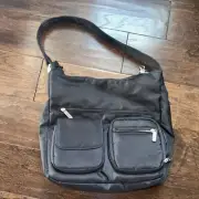 Travel On Antitheft, Splash proof, black Nylon shoulder bag- classic bag