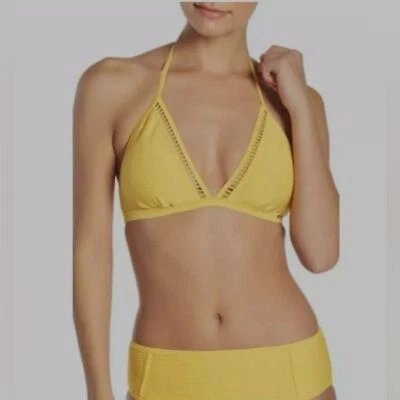 NICOLE MILLER Yellow Bikini Two Piece Set Swimsuit Size 10 bottom size 12 top