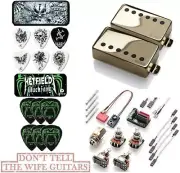 EMG JH SET JAMES HETFIELD GOLD STANDARD SPACED SHORT SHAFT POTS (12 PICKS 2 TIN)