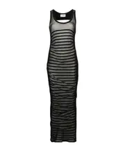 horizontal striped dress M Black