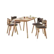 Natural Signature 1350mm 4 Seater Subway 5 Piece Dining Set with Cosmo Brown Seat Fabric