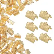 200Pcs 13mm Ribbon Crimp Clamp Ends Bookmark Pinch Cord End Clasps, Silver