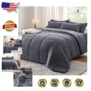 Modern Dark Grey 7-Piece King Comforter Set - Stylish Bedding & Sheets Included